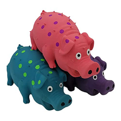 3 Pack Latex Pig Dog Toys that Oinks Dog Squeaky Toy for Small Medium Large Dogs (Red, Blue, Purple) - color: Red, Blue, Purple