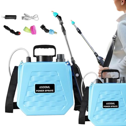 Battery Powered Garden Sprayer | Watering Can Rechargeable | Battery Operated Sprayer with Adjustable Shoulder Strap | for Farm Lawn Yard Backyard Agriculture Plant Outdoor Home - color: 6.5L sky blue