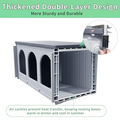 Rockever Nesting Boxes for Chickens, Plastic Nesting Boxes for Chicken Coop, Waterproof 3 Compartment Chicken Nesting Box for Laying Eggs for Hens, Ducks and Poultry