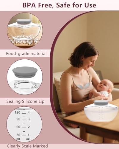 2pcs Breastmilk Container Compatible with Upgraded Mobile Flow | Upgraded M9, M9 Breast Milk Storage Bottle with Silicone Lip, BPA Free, Leak-Proof, Not Original Parts, 2packs Gray Collector - size: Gray 2pcs Bottle