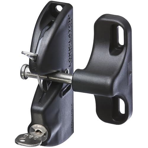 National Hardware LokkLatch N346-201 Keyed Gate Latch with Adjustable Design for Wood Metal Vinyl Gates, Black Weather-Resistant Polymer Construction, 4-9/16 in Gap Range, Pool Fence Hardware
