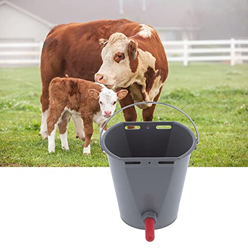 flexman 8L Cow Feeder Bucket, Lamb Milk Feed Bucket with Nipples Check Valves, Sheep Milk Feeding Bucket with Lifting Handle for Farms Livestock (for Cattle) - size: For cattle