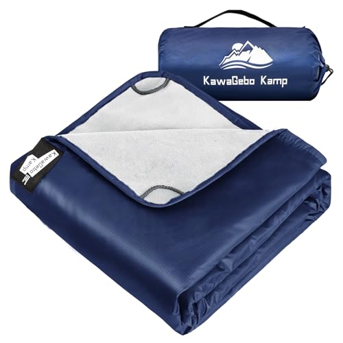 Fleece Waterproof Outdoor Blanket - Windproof Stadium Blanket for Camping, Picnics, and Sports Stay Dry and Comfortable 80"x 58"(Blue) - color: Blue