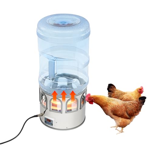 Chicken Water Heater, Heated Water Bowl for Chickens, Chicken Water Heater with 5 Gallon Bucket, All-Season Heated Poultry Waterer for Chickens and Ducks