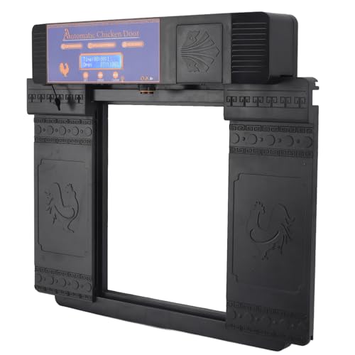 Automatic Chicken Coop Door, Lightweight Durable Solar Powered with Timer and Infrared Anti Pinch Sensor, for Poultry Coop Chicken Duck Goose (Black) - color: Black