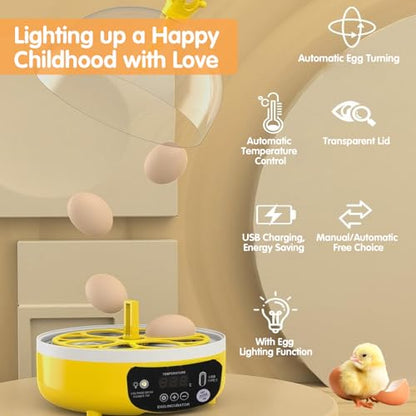 Tissting 4 Eggs Mini Incubator with Transparent Lid,7W Automatic Temperature Humidity Control,Household Small Poultry Hatching Machine,for Chickens Ducks Pigeons (Manual Turning) - color: 4 Eggs Manual Turning