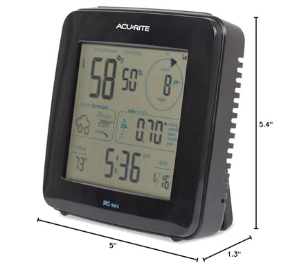 AcuRite Iris Weather Station with Mini Wireless Display for Temperature, Humidity, Wind Speed, Wind Direction, Historic Rainfall Totals, and Hyperlocal Forecast with Built-in Barometer (01122M) - color: Monochrome Screen