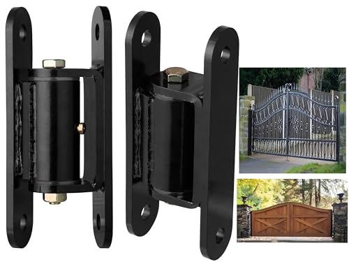 7" Heavy Duty Gate Hinges,1100Lbs Max Load,Thickened Solid Steel | 90°Inward/Outward Swivel, Lubricable Roller Bearings,Bolt&Weld on Driveway Gates, Large Metal, Wooden Gates& Farm Gates