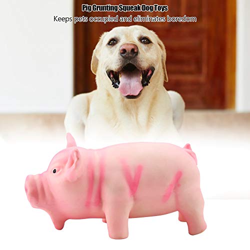 Dog Chew Squeaky Toy, Cute Pig Grunting Teething Toy for Puppies Small Dogs Latex Rubber Yellow 16 x 8 x 8 cm 1 Piece