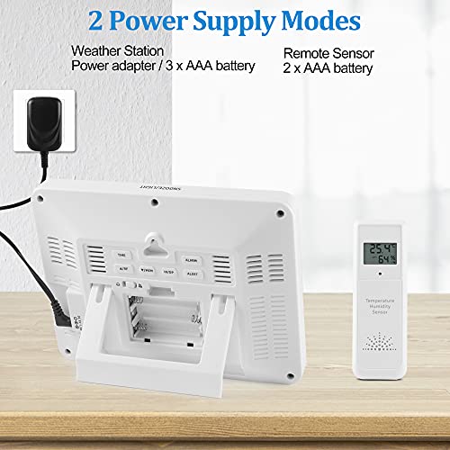 Weather Station Wireless Indoor Outdoor Home Weather Stations with Atomic Clock, Digital Weather Thermometer, Temperature Humidity Monitor Weather Forecast Stations with Moon Phase