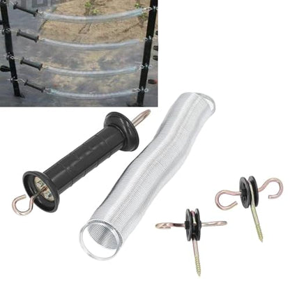 Cyrank Electric Fence Gate Kit for Agricultural Fencing, PP Iron 5 Meters Animal Spring Door Accessory with Handle Insulated Nail for Livestock