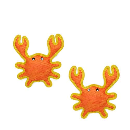 Tuffy® - DuraForce® : 2 Pack Crab Dog Toy: Ultra Durable Plush Toy with Multiple Layers & Reinforced Seams, Washable and Floats, DuraForce® Construction - color: 2PK Orange Crab