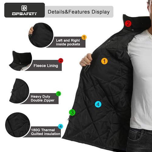 Reflective Jacket, High Visibility Parka, Waterproof Hi Vis, Safety Jacket with Removable Hood and Zipper, ANSI Class 3 (Black,Large) - color: Black-parka, size: Large