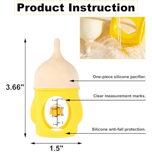 20ml Pet Nursing Bottle, Slow Flow Silicone Feeder for Newborn Puppies, Kittens & Small Animals, Easy-Grip, Anti-Leak, Easy to Clean, Yellow
