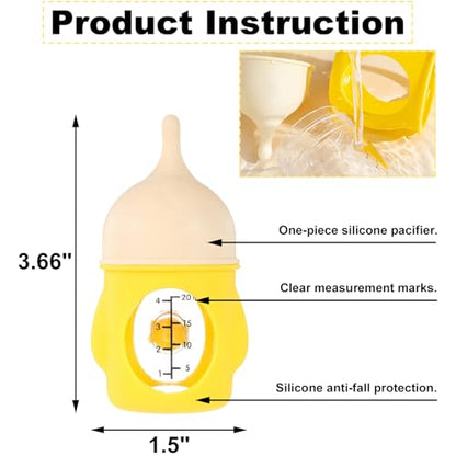20ml Pet Nursing Bottle, Slow Flow Silicone Feeder for Newborn Puppies, Kittens & Small Animals, Easy-Grip, Anti-Leak, Easy to Clean, Yellow