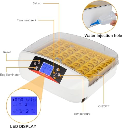 Egg Incubator, with Humidity Display and Egg Candler, Automatic Egg Turner for Hatching Chickens(42 Egg)