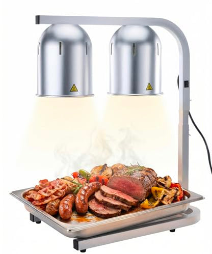 Heat Lamp for Food 500W Teflon-Coated Bulbs Food Heat Lamp for Fast and Even Heating Commercial Food Warmer with 5 Adjustable Height Lamp Stand for Home Restaurant Buffet Bakery Silver | Fast and Even Heating Commercial Food Warmer with 5 Adjustable Heigh