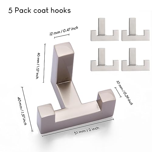 5 Pack Heavy Duty Coat Hook - color: Chrome