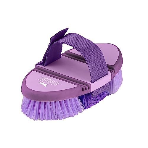 Harrison Howard Flexible Finish Horse Grooming Brush - Bendable, Comfortable Hold, Purple - color: Purple