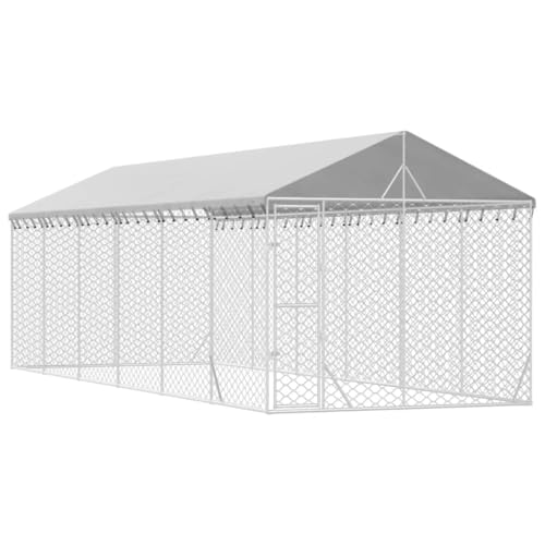 Outdoor Dog Kennel Large with Galvanized Steel Frame and Polyethylene Roof, Spacious 35.4x118.1x98.4 Inch Pet Enclosure, Lockable Door, Weather-Resistant, - size: 35.4 x 98.4 x 98.4 in