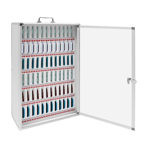 72 Slots Aluminum Alloy Pocket Chart Storage Cabinet,Cell Phones Storage Cabinet,Wall-Mounted with a Locked,Can be Carried by Hand