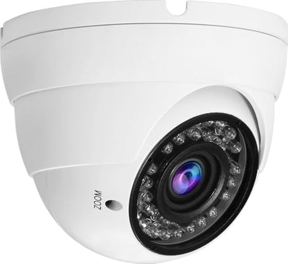 2MP CCTV Camera HD 1080P 4-in-1 (TVI/AHD/CVI/960H/CVBS) Security Dome Camera, 2.8-12mm Varifocal Lens Analog Video Surveillance, Wide Angle Viewing Day & Night Indoor Outdoor Waterproof (White) - color: White