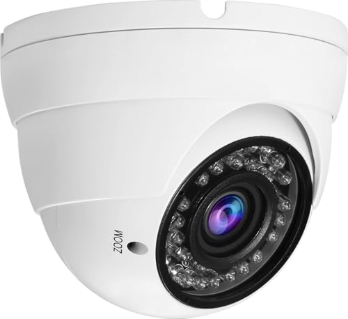 2MP CCTV Camera HD 1080P 4-in-1 (TVI/AHD/CVI/960H/CVBS) Security Dome Camera, 2.8-12mm Varifocal Lens Analog Video Surveillance, Wide Angle Viewing Day & Night Indoor Outdoor Waterproof (White) - color: White
