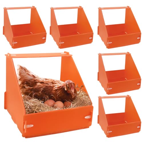 6 Pack Chicken Nesting Boxes for Laying Eggs for Hens Ducks and Poultry, Orange - color: Orange-6 pack