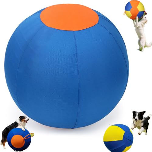 Herding Ball Indestructible for Dogs Horses,Giant Tear-Resistant Inflatable Herding Ball for Dogs Large with Protective Nylon Cover and Air Pump,Inflatable Pet Training Balls (Type B 45cm Dia.) - color: Type B 45cm Dia.