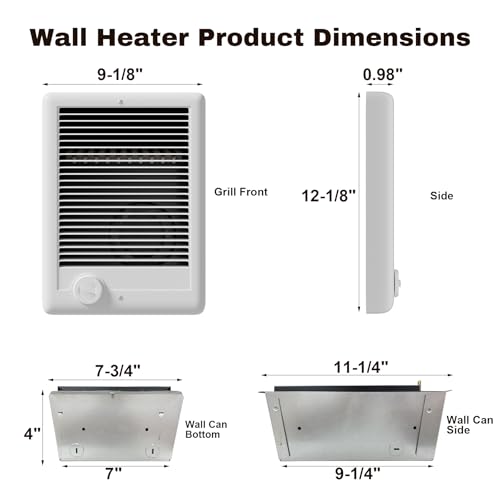 CSC202TW Electric Wall Heater Complete Unit with Thermostat, 2000 Watt 6825BUT, 240 Volt, Part 67507, White