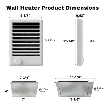CSC202TW Electric Wall Heater Complete Unit with Thermostat, 2000 Watt 6825BUT, 240 Volt, Part 67507, White