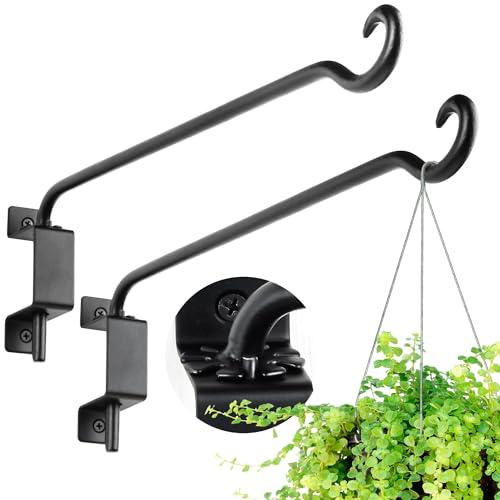 AJART Bird Feeder Hangers Outdoor: Swivel Hanging Plant Bracket for Wall Mount 12 Inch - 2 Pieces Hummingbird Feeder Hook for Flower Basket - color: D-2PCS, size: 12 Inch
