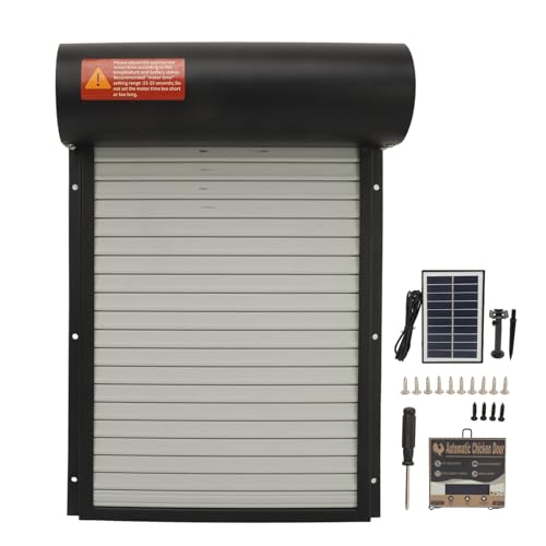 Automatic Chicken Coop Door, Solar Powered Chicken Door Opener with Timer LED Display for Duck Goose Poultry Safety (Black) - color: Black