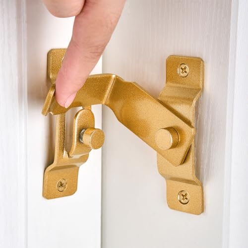INIRET 90 Degree Gold Flip Barn Door Lock,Protect Privacy-Security Gate Latch,Hook Lock Latch for Barn,Sliding Door Antique Lock Gate Latches Wine Cabinet Closet Door Latches. - color: Big_Gold_90 Degree