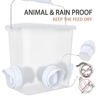 Large Automatic Chicken Feeder and Waterer Set Hanging Chicken Water Feeder Poultry Feed Bucket - color: Frosted, size: 2.6 Gal Feeder & Waterer