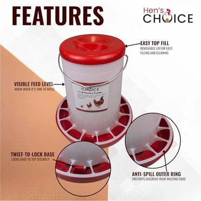 Hen's Choice Chicken Feeder and Waterer Set, 11 lb Feed Capacity, 2.1 Gallon Water Capacity, Adjustable Height (Green) - color: Green