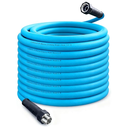 Cupohus RV Water Hose 100FT with Strain Relief Ends, Kink-Resistant Drinking Water Hose, 5/8''ID Potable Food Grade Hose with Storage Strap for RV, Marine, Camper, Truck, Car, Garden - color: Blue, size: 100FT