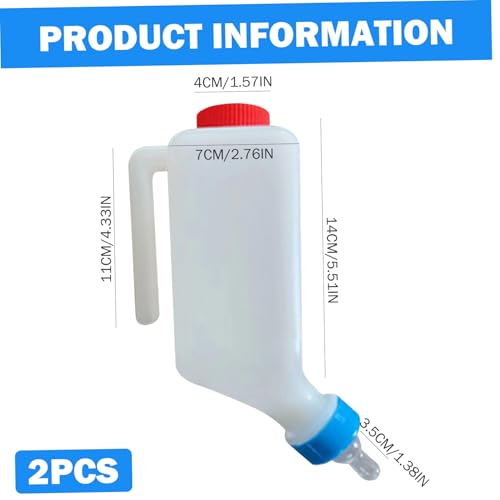 2Pcs 800ml Lamb Baby Bottle Hanging Plastic Milk Feeder with Handle for Goat & Calf