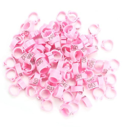 100PCS 8MM 001-100 Numbered Plastic Letter Pigeon Bird Leg Bands Rings, Bird Chicks Parrot Clip Rings Band (Pink) - color: Pink