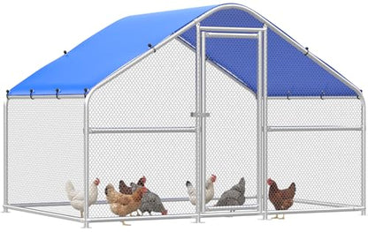 Sino Luban Metal Chicken Coop Run 6.6x6.6ft, Large Chicken Runs for Yard with Waterproof Cover, Outdoor Chicken Pen Chicken Enclosure, Walk-in Poultry Cage with Upgrade wall Support Brace - size: 6.6x6.6 FT - Chicken Wire