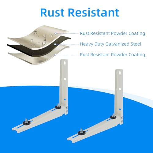 Qualward Mini Split Wall Mounting Bracket for Universal Ductless Air Conditioners, Heavy Duty Support Bracket for AC, Heat Pumps Compressors 7000-15000 BTU - size: 7000-15000 Btu