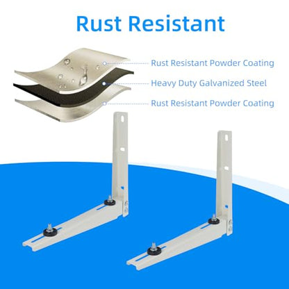 Qualward Mini Split Wall Mounting Bracket for Universal Ductless Air Conditioners, Heavy Duty Support Bracket for AC, Heat Pumps Compressors 7000-15000 BTU - size: 7000-15000 Btu
