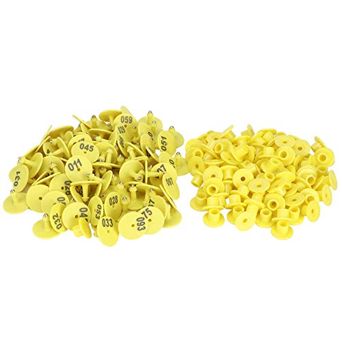 Livestock Round Number Ear Tag Label Marker Accessory for Pig Sheep Cattle Breeding Epidemic Meat Quarantine Yellow