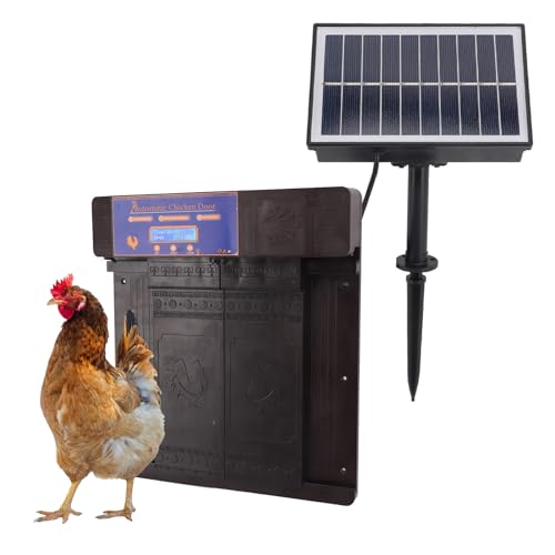 Automatic Chicken Coop Door Opener Anti Pinch IP45 Solar Powered Poultry Coop Door with Timer (Dark Brown) - color: Dark Brown