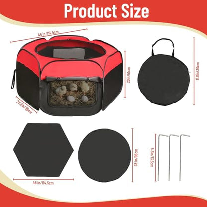 Chicken Brooder Box for Chick Starter Kit - 2026 Upgrade Double Door Chicks Brooder Pen/Chickens Playpen/Chick Tent Baby Chickens Supplies Up to 15 Baby Chicks,Duck,Quail - color: red 2