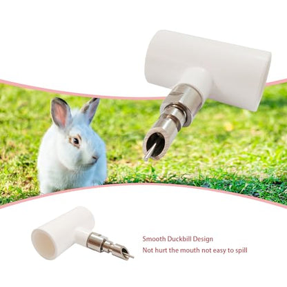 1/2 PVC Water Nipple Automatic Metal System for Cage with Tee for Rabbits, Rat, Bunny, Mouse(Stainless Steel,10pcs) - color: White-Duckbill