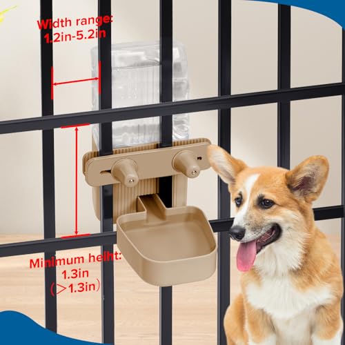 50 oz Rabbit Water Dispenser,Gravity Dog Water Bowl Dispenser for Cage,Auto Water Bottle for Ferret,Cat,Dog and Other Animals, Compatible with Widemouth Cages - color: Brown