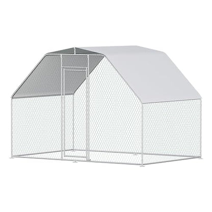 Chicken Coops Large Metal Chicken Coop Walk-in Poultry Cage Chicken Run for 6-10 Chickens Durable Chicken House/cage with Waterproof and Anti-UV Cover - size: 117.6"L x 78.0"W x 81.6"H