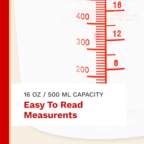 The Harvest Company 500ml Calibrated Measuring Cup, Milliliters and Ounces, Clear Plastic with Spout for Mixing and Measuring Fertilizers, Pesticides and More - size: 500ml