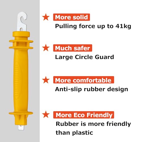 Electric Fence Rubber Gate 10 Pack - Electric Fence Spring Handles Insulated Plastic Handle for Garden Farm Heavy Stamped Steel Hook, Yellow - size: 10 pcs